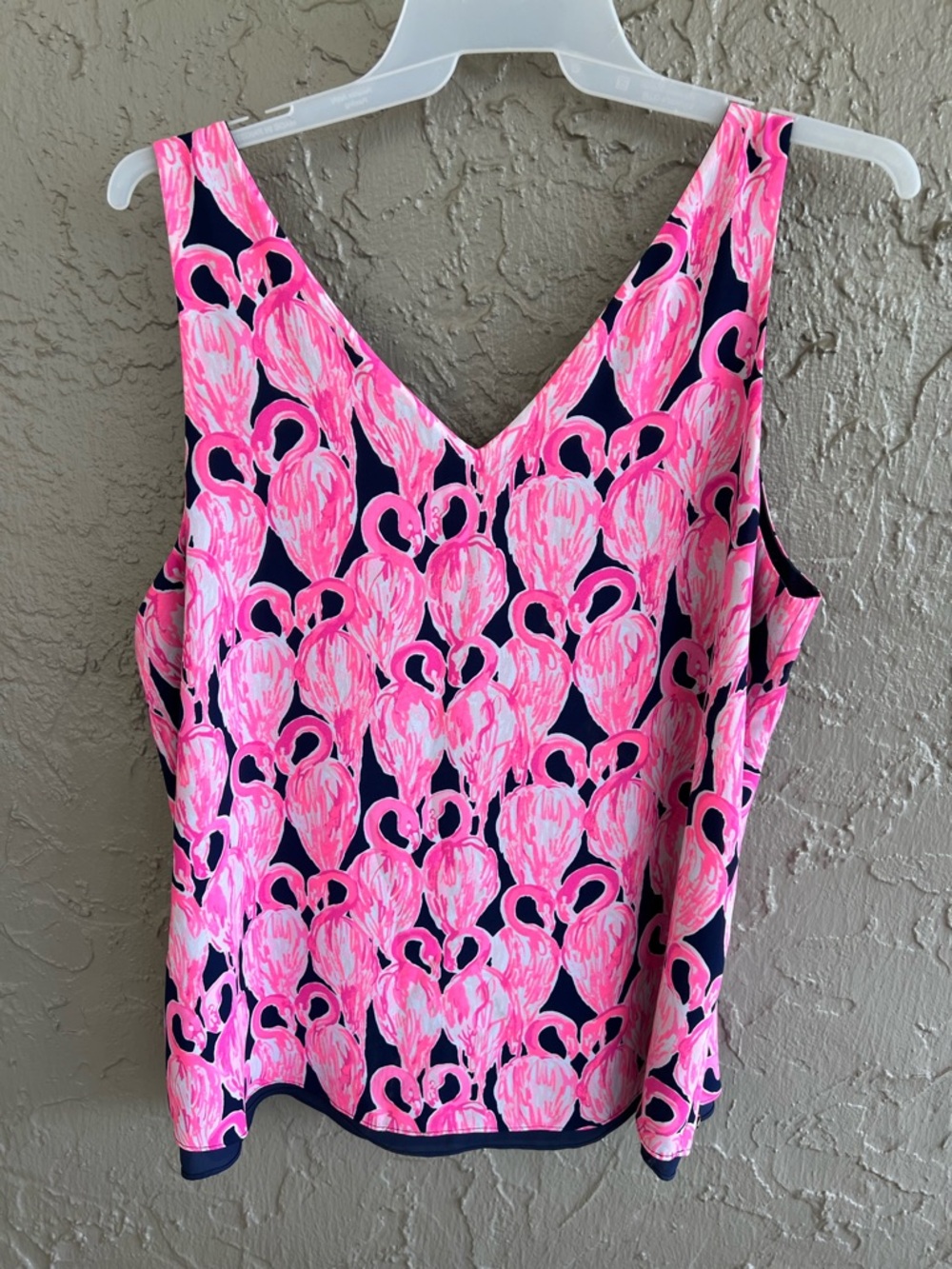 Lilly Pulitzer Navy and Hot Pink Flamingo Print Sleeveless Top - Picture 3 of 5